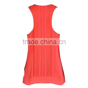 Fashion Polyestersleeveslss Raceful Pleats Direct Manufacturer High Quality Pants and Blouses Set thumbnail-3