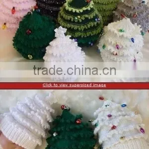 Mouse Over Image to Zoom Knitting Pattern to Make *Christmas Tress Hats , Baby to Adult thumbnail-1