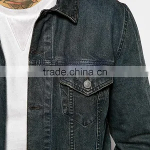 Black Plain Wholesale Denim Jacket Men Custom Cheap Price thumbnail-3