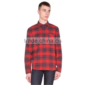 2016 Fashion Long Sleeve Slim Fit Breathable Casual Shirts Red Flannel Mens Check Shirts thumbnail-1