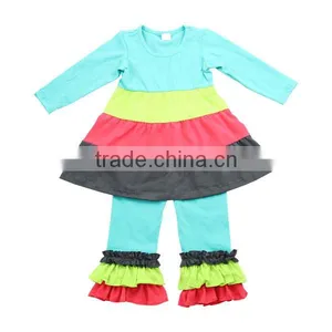 Ruffle Baby Clothes Wholesale Boutique Childrens Stripe Ruffle Cotton Clothing Girls Fall Clothes thumbnail-5
