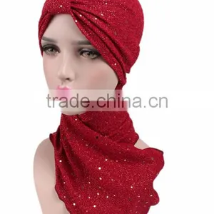 New Sequins Arabic Headscarf Hat Hat Scarf One Hat Muslim Hat thumbnail-5