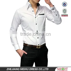 2017 MTO Mens Contrast Color Poplin White Tuxedo Shirt thumbnail-1