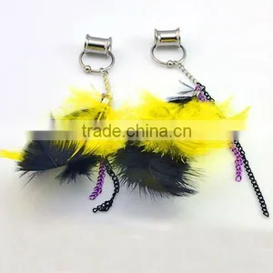 Fashion Surgical Steel With Feather Pendant Flesh Tunnel thumbnail-1