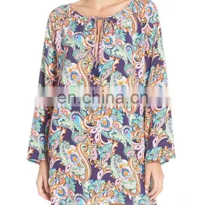 C79 Paisley Print Cover Up Beach Tunic Kurtis thumbnail-1