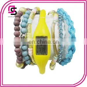 Promotional Cheap Stock 1.5usd Bead Fashion Bracelet Silicone Led Watch thumbnail-1