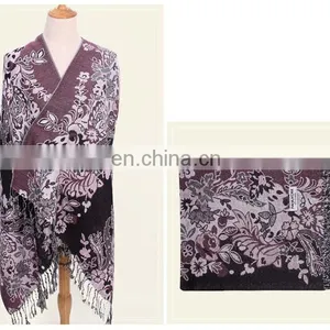 Wholesale Jacquard Vintage Pattern Bright Colored Shawl& Wrap thumbnail-2