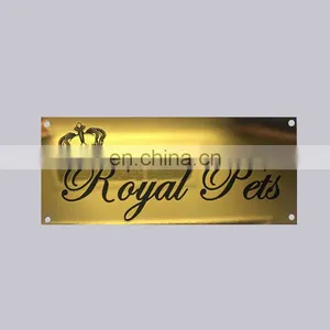 Wholesale Cheap Glossy Gold Plated Custom Logo Stainless Steel Embossed Nameplate thumbnail-1