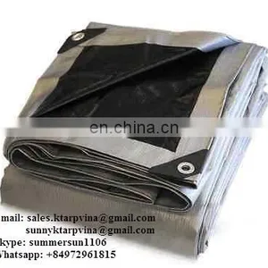 Black Silver Heavy Duty Tarpaulin - Made in Vietnam thumbnail-1