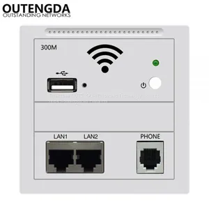 OUTENGDA Wi-Fi Router Wall Embedded USB Access Point Wireless in Wall AP Panel Socket Wifi Repeater/router Champagne/White thumbnail-1