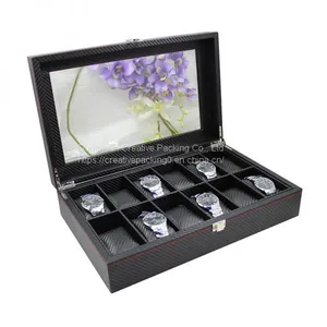 Black Leather Watch Box Wholesale Price For 12 Watches Display Leather Watch Box thumbnail-3