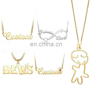 GuangDong Fashion Sterling 925 Sterling Silver Plated Letter Custom Name Plate Jewelry Personalised Necklace for Women thumbnail-4