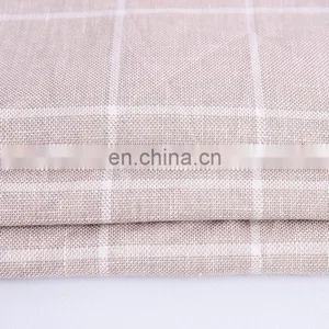Stock Yarn Dyed Weave Suit Garments Fabric Cotton Linen Plaid Blend Fabric thumbnail-4
