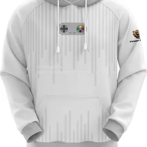White and Grey Fashion Hoodie With White Strings thumbnail-1