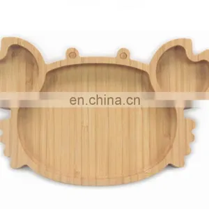 Wholesale Natural Wooden Lion Shape Reusable Bamboo Kids Plate thumbnail-2