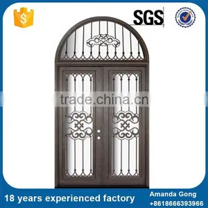 Popular Style Elegant Front Entry With Wrought Iron Doors thumbnail-1