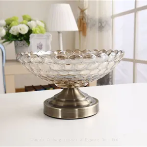 Candy Glass Fruit Cake Dish Set Luxury Gold Frame Serving Dry Fruit Decoration Dried Glass Fruit Tray thumbnail-1