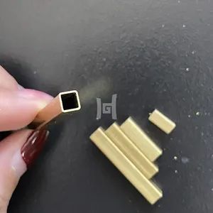 Customized Yellow Brass Square Tube Manufacturer's Decorative 7x1.5 7x2 Copper Pipes thumbnail-1