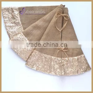 CTS009A Wholesale Jute Christmas Sequin Tree Skirt thumbnail-1