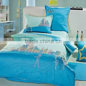 Reactive Dye Embroider Bulding Bedding Cotton Child Duvet Cover Bed Set 205TC In Blue Color thumbnail-1