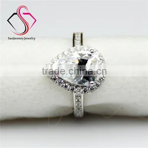 Pear Cut Moissanite Solitaire 2 Carat Water Drop 10*7mm Center 14k White Gold Wedding Engagement Ring thumbnail-4
