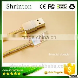Gold Plated 2.1A 1M Micro Usb Cable , Mobile Charger Wire thumbnail-1
