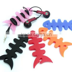Fashion Wholesale Price Soft Silicone Fish Bone Earphone Cable Winder thumbnail-2