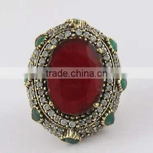 Red Onyx Green Onyx White CZ Ring, Gemtone Silver Jewelry, Oxidized Silver Jewelry thumbnail-2