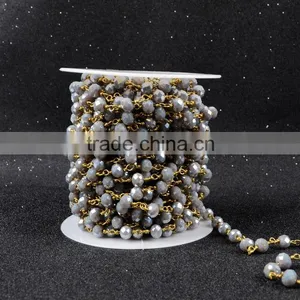 $4/meter by Trade Assurance- Fashion Grey Faceted Crystal Quartz Jade Beaded Stone Chains for Necklace thumbnail-6