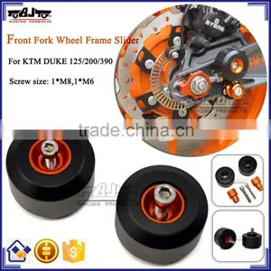 BJ-FS-KT001-OG KTM Parts Motorcycle Front Fork Wheel Frame Slider Crash Protector For KTM DUKE 125/200/390 thumbnail-1