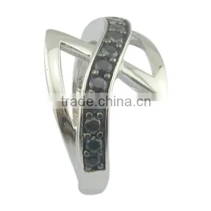 Unique Design Black Zircon Silver Jewelry Ring thumbnail-1
