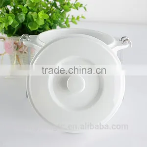China Suppliers Wholesale Soup Tureen, White Ceramic Stew Pot With Lid thumbnail-4