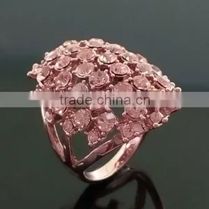 Pink Lush Flower Crystal Statement Ring Delicate Floral Handmade Filigree Ring Engagement Jewelry thumbnail-1