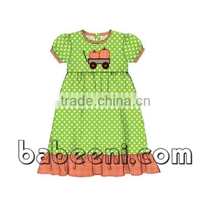 Nice Pumpkin Truck Applique Dress for Girl thumbnail-1