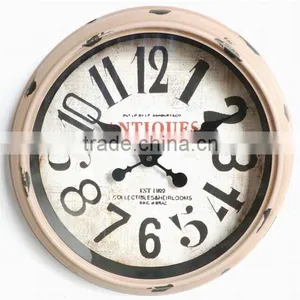 Dia 39 cm Country Style Round Metal Wall Clock, Rustic Wall Clock thumbnail-1