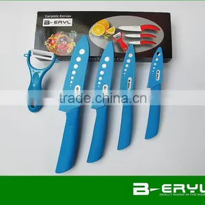 BERYL 5pcs Set , 3456 Kitchen Knives+peeler+color Box,Ceramic Knife Sets 4 Colors Straight Handle,White Blade thumbnail-4
