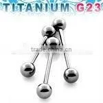Titanium G23 Barbell Tongue Bar - 14g, 5/8" to 7/8", 6mm Balls thumbnail-1