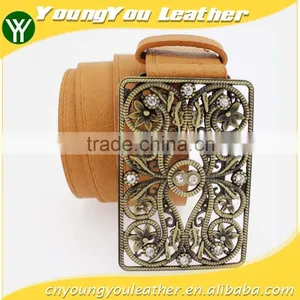 Hot Sale Vintage Style Women's Fashion PU Brand Belt With Shiny Rhinestone Square Shape Buckle thumbnail-1