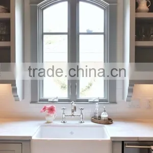 Two Panel PVC Crank Arch Grill Window,excellent Insulation PVC Crank Opening Window,grills Design Manual Crank Open Window thumbnail-1