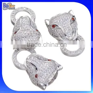 Fashion Solid 925 Sterling Silver Micro Pave Hip Hop Jewelry,micro Pave Mens Leopard Head Pendant Jewelry thumbnail-1