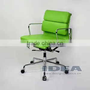 Replica Charles and Ray EA217 Low Back Soft Pad Desk Chair - Salad Green Color Genuine Leather thumbnail-1