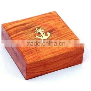 Stylish Compass Rose Solid Brass Captain's Desk Compass With Rosewood Box 13411 thumbnail-3
