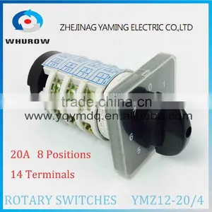 Rotary Switch YMZ12-20/4 Changeover Cam Combination Switch 4 Poles 8 Positions 14 Terminals 20A Ui 690V Sliver Point Contacts thumbnail-1