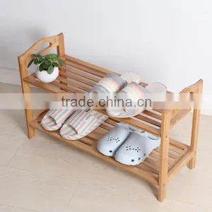 2tiers Self-assembly DIY Shoe Racks,potable Bamboo Shoe Organzier thumbnail-3