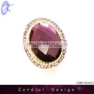 Hot Sale Wholesale Colour Glass Fashion Rhinestone Ring thumbnail-1