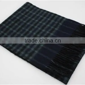 D/Blue Double Sided Plain Wool Scarf With Fringe thumbnail-1