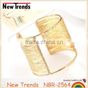 New Design Twist Iron Chain Bangle Wide Iron Wire Open Cuff thumbnail-3