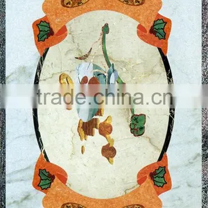 Water Jet Marble Medallion Design Style Red Flower thumbnail-1