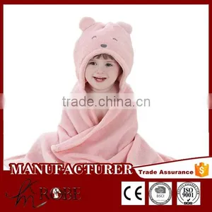 Bear Design Softtextile Hooded Coral Fleece Blanket for Baby Quality Choice thumbnail-1