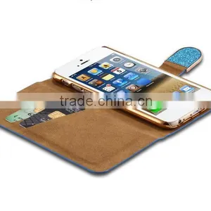 Bling Flip Shiny Diamond Deluxe Wallet Leather Cover Case for Iphone 6 Diamond Bling PU Leather Flip Cover thumbnail-3